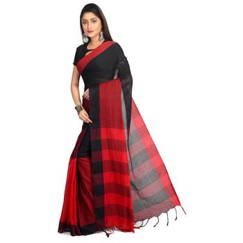 Multicolor plain cotton saree  1