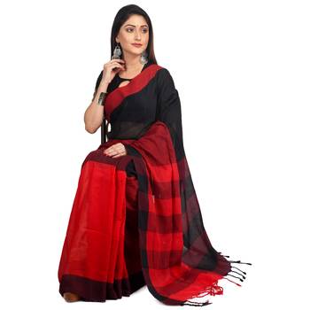 Multicolor plain cotton saree  3