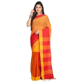 Multicolor plain cotton saree  1