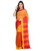 Multicolor plain cotton saree 