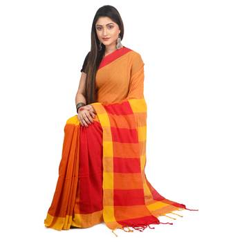 Multicolor plain cotton saree  2