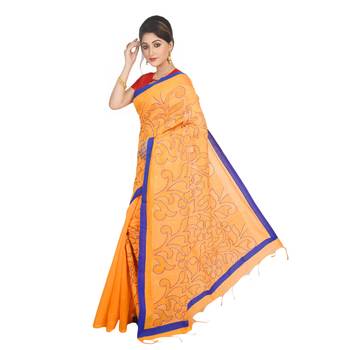 Bronze embroidered cotton silk saree  1