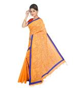 Bronze embroidered cotton silk saree 