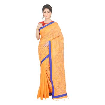 Bronze embroidered cotton silk saree  2