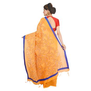 Bronze embroidered cotton silk saree  3