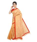 Bronze embroidered cotton silk saree 