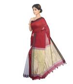 Maroon plain cotton silk saree 