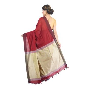Maroon plain cotton silk saree  3