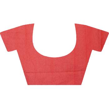 Red plain cotton silk saree  4