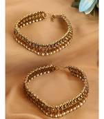 Gold Plated Designer Kundan Anklet for Bridals Women And Girls Onesize Gold