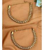 Gold Plated Designer Kundan Anklet for Bridals Women And Girls Onesize Gold