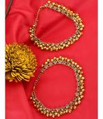 Gold Plated Designer Kundan Anklet for Bridals Women And Girls Onesize Gold