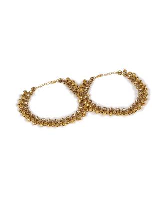 Gold Plated Designer Kundan Anklet for Bridals Women And Girls Onesize Gold 2