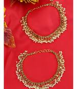Gold Plated Designer Kundan Anklet for Bridals Women And Girls Onesize Off White