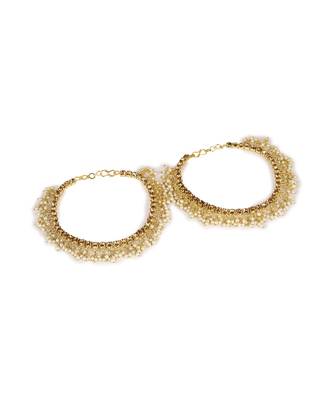 Gold Plated Designer Kundan Anklet for Bridals Women And Girls Onesize Off White 2