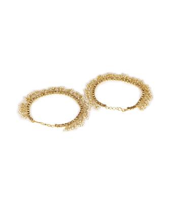 Gold Plated Designer Kundan Anklet for Bridals Women And Girls Onesize Off White 4