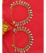Gold Plated Designer Kundan Anklet for Bridals Women And Girls Onesize White