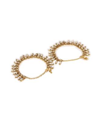Gold Plated Designer Kundan Anklet for Bridals Women And Girls Onesize White 4