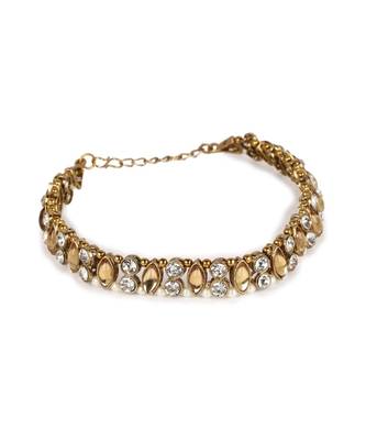 Gold Plated Designer Kundan Anklet for Bridals Women And Girls Onesize Tan 3