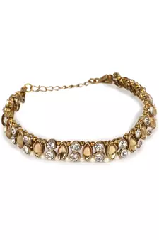 Gold Plated Designer Kundan Anklet for Bridals Women And Girls Onesize Tan