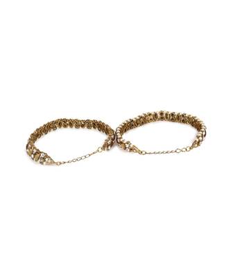Gold Plated Designer Kundan Anklet for Bridals Women And Girls Onesize Tan 4
