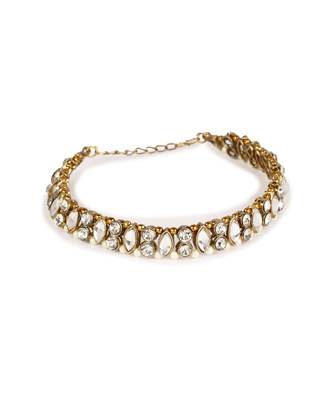 Gold Plated Designer Kundan Anklet for Bridals Women And Girls Onesize White 3
