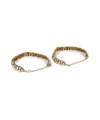 Gold Plated Designer Kundan Anklet for Bridals Women And Girls Onesize White 4