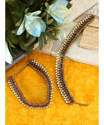 Gold Plated Designer Kundan Anklet for Bridals Women And Girls Onesize Gold 1