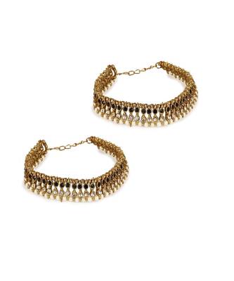 Gold Plated Designer Kundan Anklet for Bridals Women And Girls Onesize Gold 2