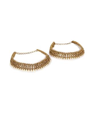 Gold Plated Designer Kundan Anklet for Bridals Women And Girls Onesize Tan 2