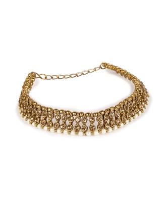 Gold Plated Designer Kundan Anklet for Bridals Women And Girls Onesize Tan 3