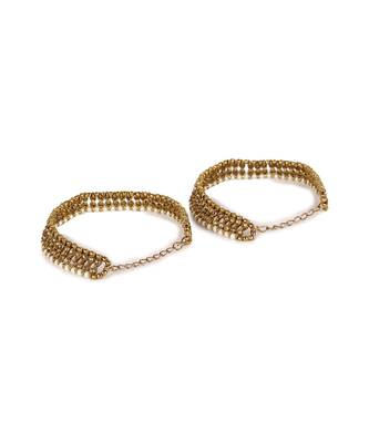Gold Plated Designer Kundan Anklet for Bridals Women And Girls Onesize Tan 4