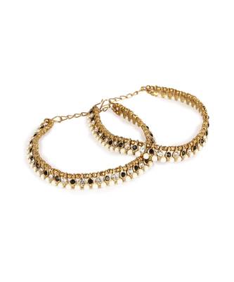 Gold Plated Designer Kundan Anklet for Bridals Women And Girls Onesize Gold 2