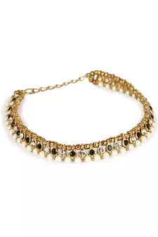 Gold Plated Designer Kundan Anklet for Bridals Women And Girls Onesize Gold