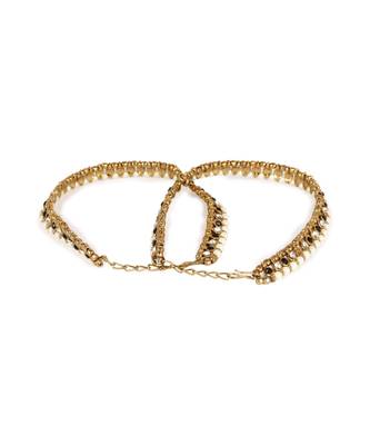 Gold Plated Designer Kundan Anklet for Bridals Women And Girls Onesize Gold 4