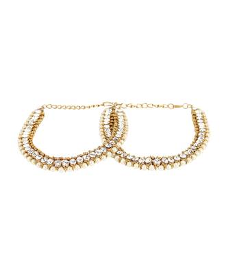Traditional Gold Plated Kundan Pearl Bridal Wear Anklet 2