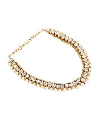 Traditional Gold Plated Kundan Pearl Bridal Wear Anklet 3