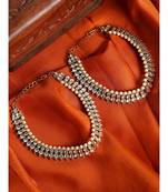 Traditional Gold Plated Kundan Pearl Bridal Wear Anklet