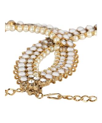 Traditional Gold Plated Kundan Pearl Bridal Wear Anklet 3