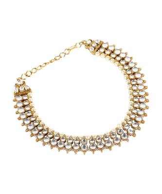 Traditional Gold Plated Kundan Pearl Bridal Wear Anklet 4