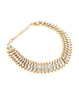 Traditional Gold Plated Kundan Pearl Bridal Wear Anklet 3