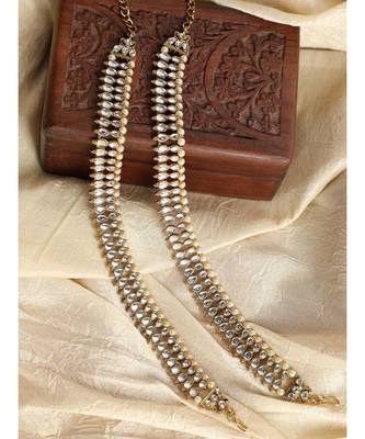 Traditional Gold Plated Kundan Pearl Bridal Wear Anklet 1