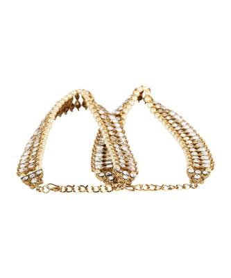 Traditional Gold Plated Kundan Pearl Bridal Wear Anklet 4