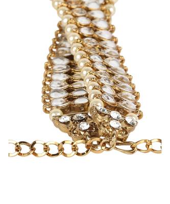 Traditional Gold Plated Kundan Pearl Bridal Wear Anklet 6