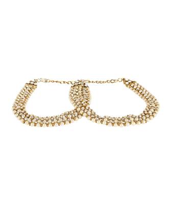 Traditional Gold Plated Kundan Pearl Bridal Wear Anklet 2