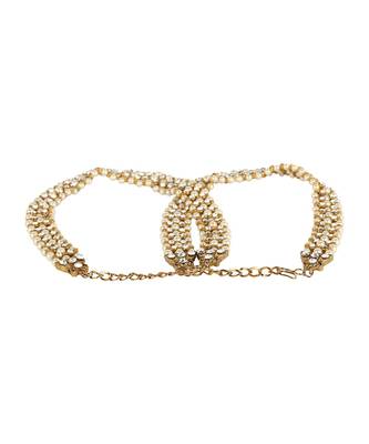Traditional Gold Plated Kundan Pearl Bridal Wear Anklet 4