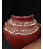 Gold Plated Traditional Briday Kundan And Stone Studded Anklet/Payal Onesize Gold