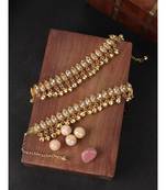 Gold Plated Traditional Briday Kundan And Stone Studded Anklet/Payal Onesize Gold