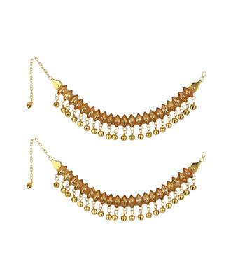 Gold Plated Traditional Briday Kundan And Stone Studded Anklet/Payal Onesize Gold 2