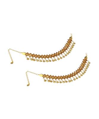 Gold Plated Traditional Briday Kundan And Stone Studded Anklet/Payal Onesize Gold 3